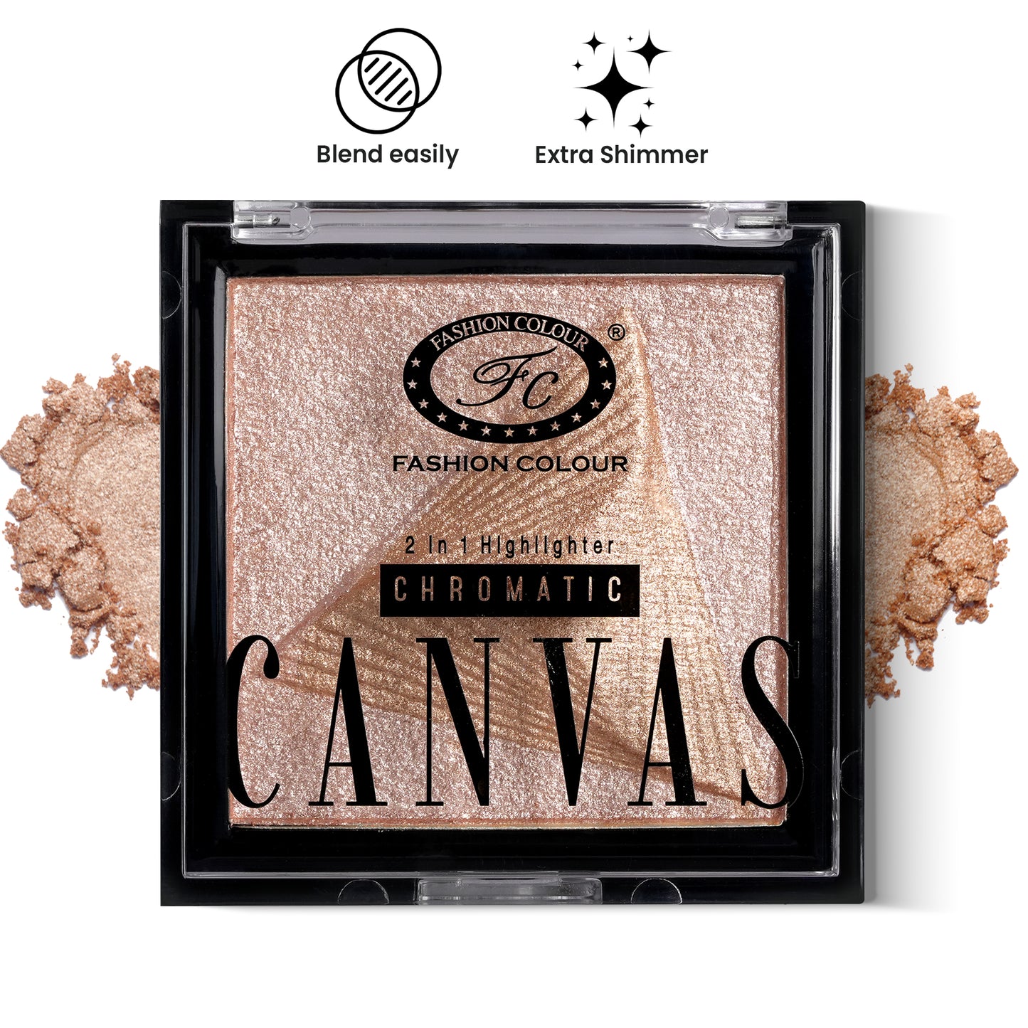 Canvas Chromatic 2-in-1 Highlighter | Long-Lasting Glow with Dual Tone Finish | Smooth, Blendable & Lightweight Texture | All Skin Types | 9g