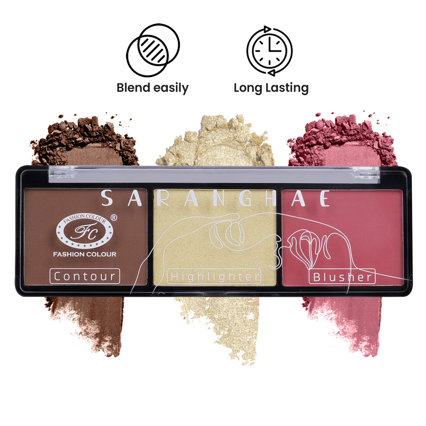 Saranghae 3 in 1  Contour Highlighter Blusher Palette For Glowing Radiance | Highly Pigmented And Easy To Blend Shades | 7g