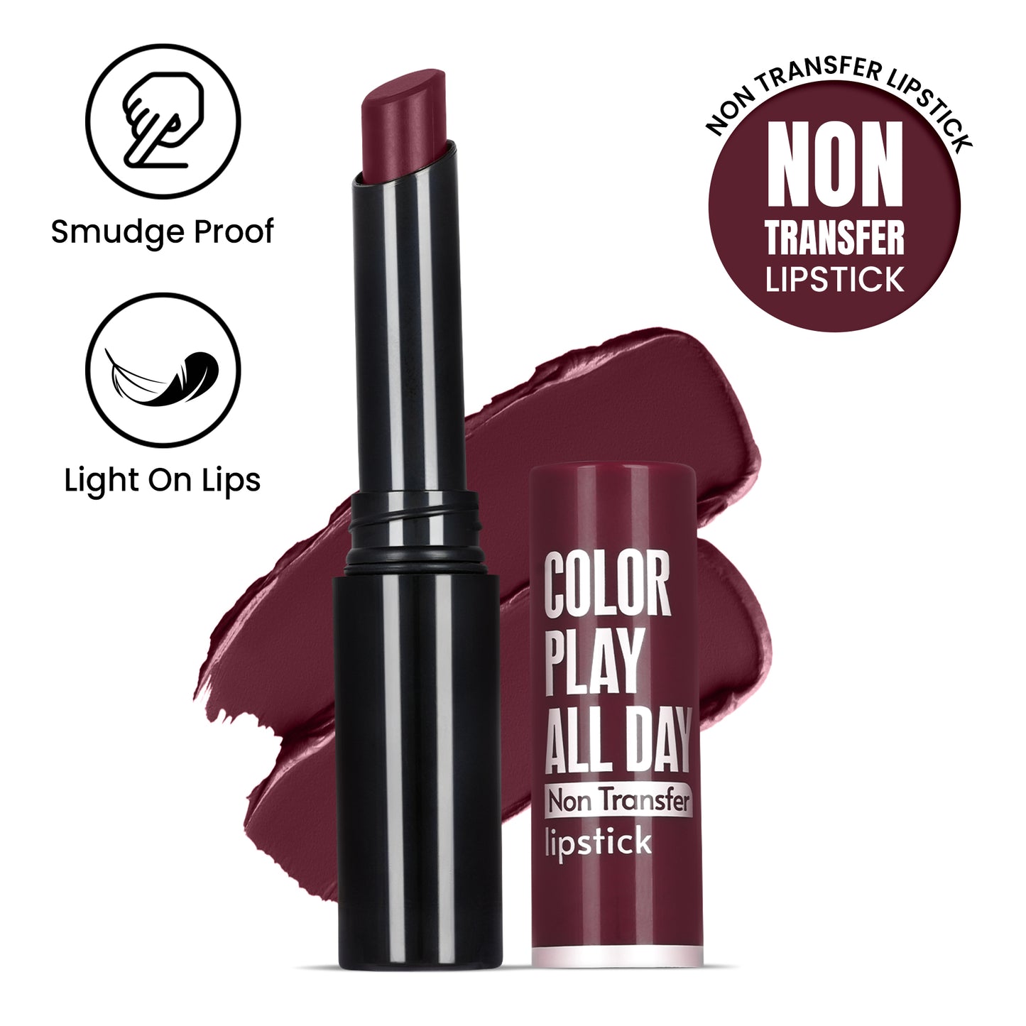 Color Play All Day Non Transfer Lipstick I Waterproof I Long Lasting I 2gm