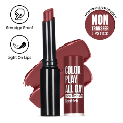 Color Play All Day Non Transfer Lipstick I Waterproof I Long Lasting I 2gm
