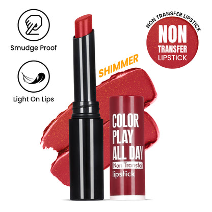 Color Play All Day Non Transfer Lipstick I Waterproof I Long Lasting I 2gm