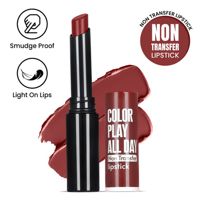 Color Play All Day Non Transfer Lipstick I Waterproof I Long Lasting I 2gm