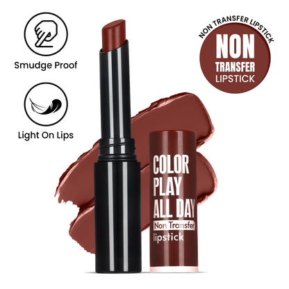 Color Play All Day Non Transfer Lipstick I Waterproof I Long Lasting I 2gm