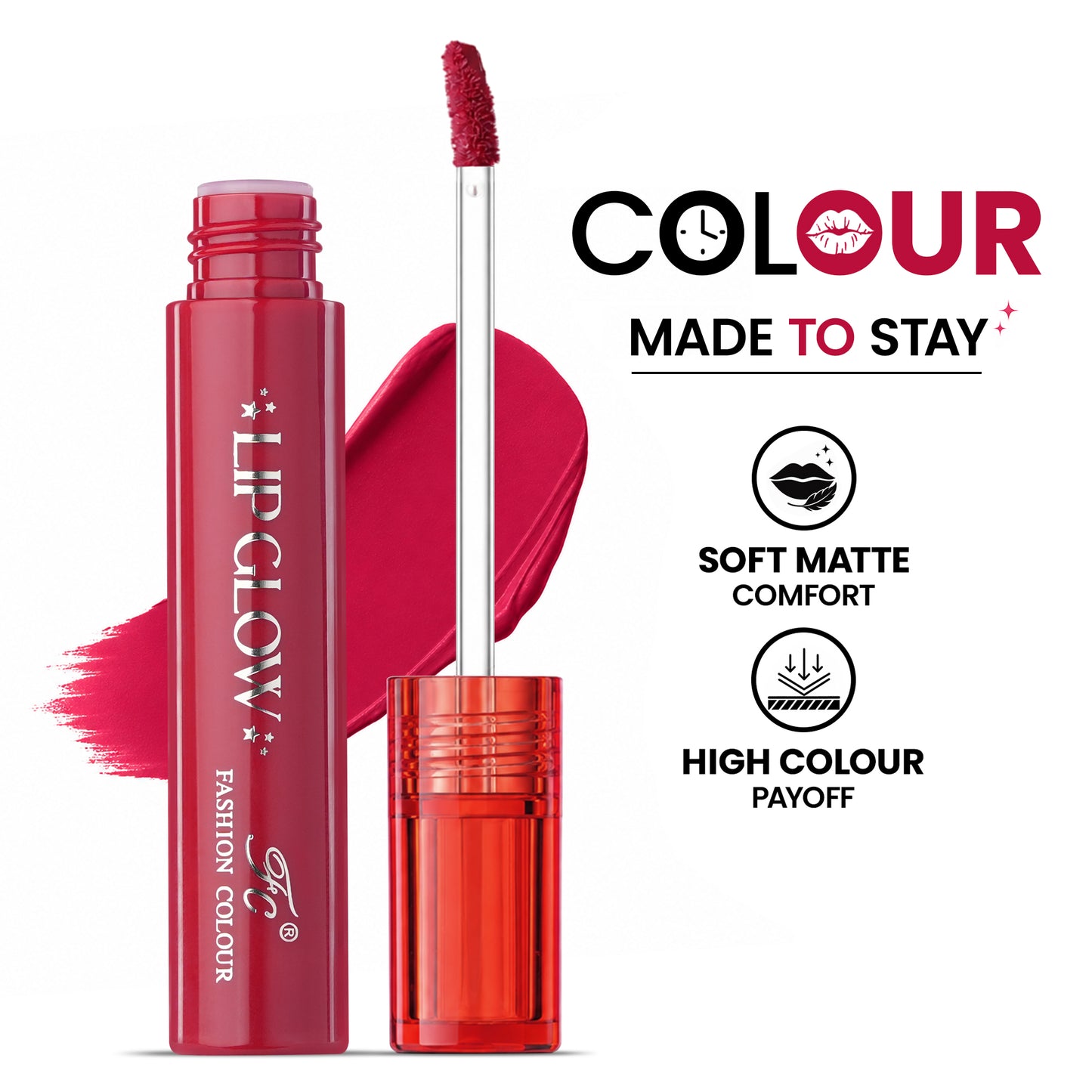 Pretty Lip Glow Liquid Lipstick Waterproof | Matte Finish | Non Transfer 16 Hours Wear | Liquid Lipstick Nudeshade To Bold | For All Indian Skin Tones | 3ml