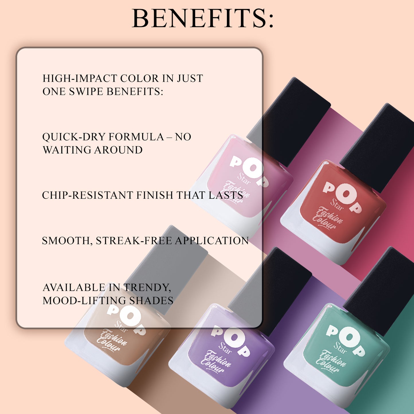Pop Star Nail Polish (6.5 ml) | Dries In 45 Seconds | Glossy Finish | High Shine | Long Lasting Nail Polish For Women