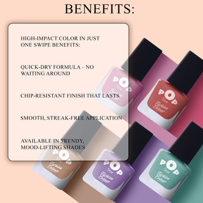 Pop Star Nail Polish (6.5 ml) | Dries In 45 Seconds | Glossy Finish | High Shine | Long Lasting Nail Polish For Women