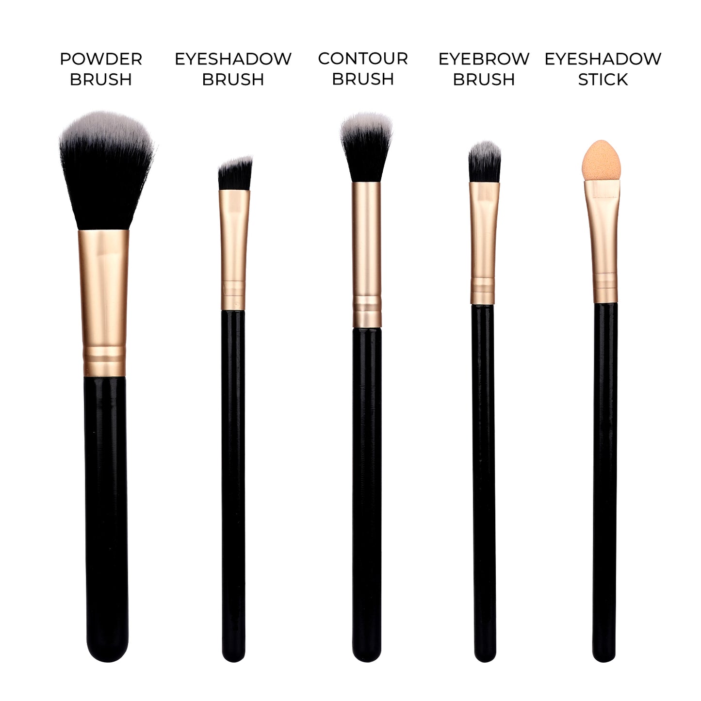 The Buff Set – 5-Piece Makeup Brush Set | Powder, Contour, Eyeshadow, Eyebrow & Eyeshadow Stick Brushes | Cruelty-Free, Vegan & Recyclable | Soft Bristles for Effortless Blending
