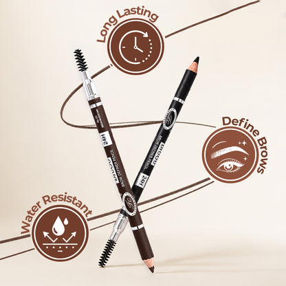 Brogo brow definer Pencil With Spoolie | Smudge Proof, Waterproof And Pigmented Eyebrow Pencil | Stay upto 24H