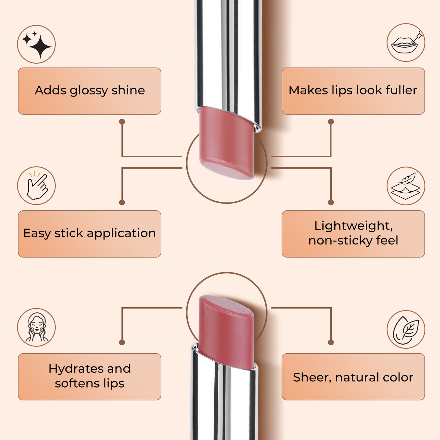 Crave Me Gloss Stick 3.1g | High-Shine Lip Gloss Stick | Smooth & Hydrating Creamy Gloss | Long-Lasting Moisturizing Lip Color for Soft & Glossy Lips