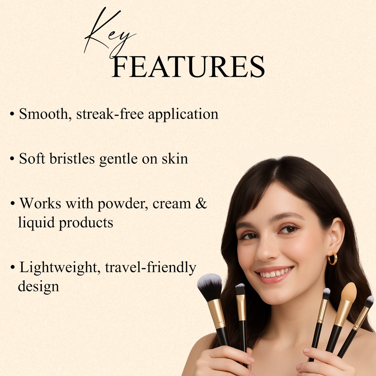 The Buff Set – 5-Piece Makeup Brush Set | Powder, Contour, Eyeshadow, Eyebrow & Eyeshadow Stick Brushes | Cruelty-Free, Vegan & Recyclable | Soft Bristles for Effortless Blending