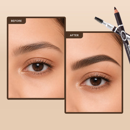 Brogo brow definer Pencil With Spoolie | Smudge Proof, Waterproof And Pigmented Eyebrow Pencil | Stay upto 24H