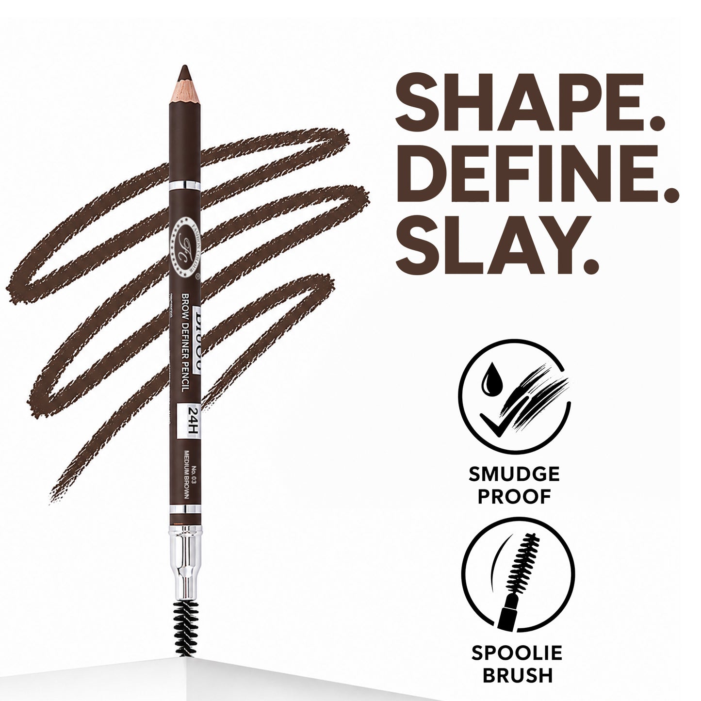 Brogo brow definer Pencil With Spoolie | Smudge Proof, Waterproof And Pigmented Eyebrow Pencil | Stay upto 24H