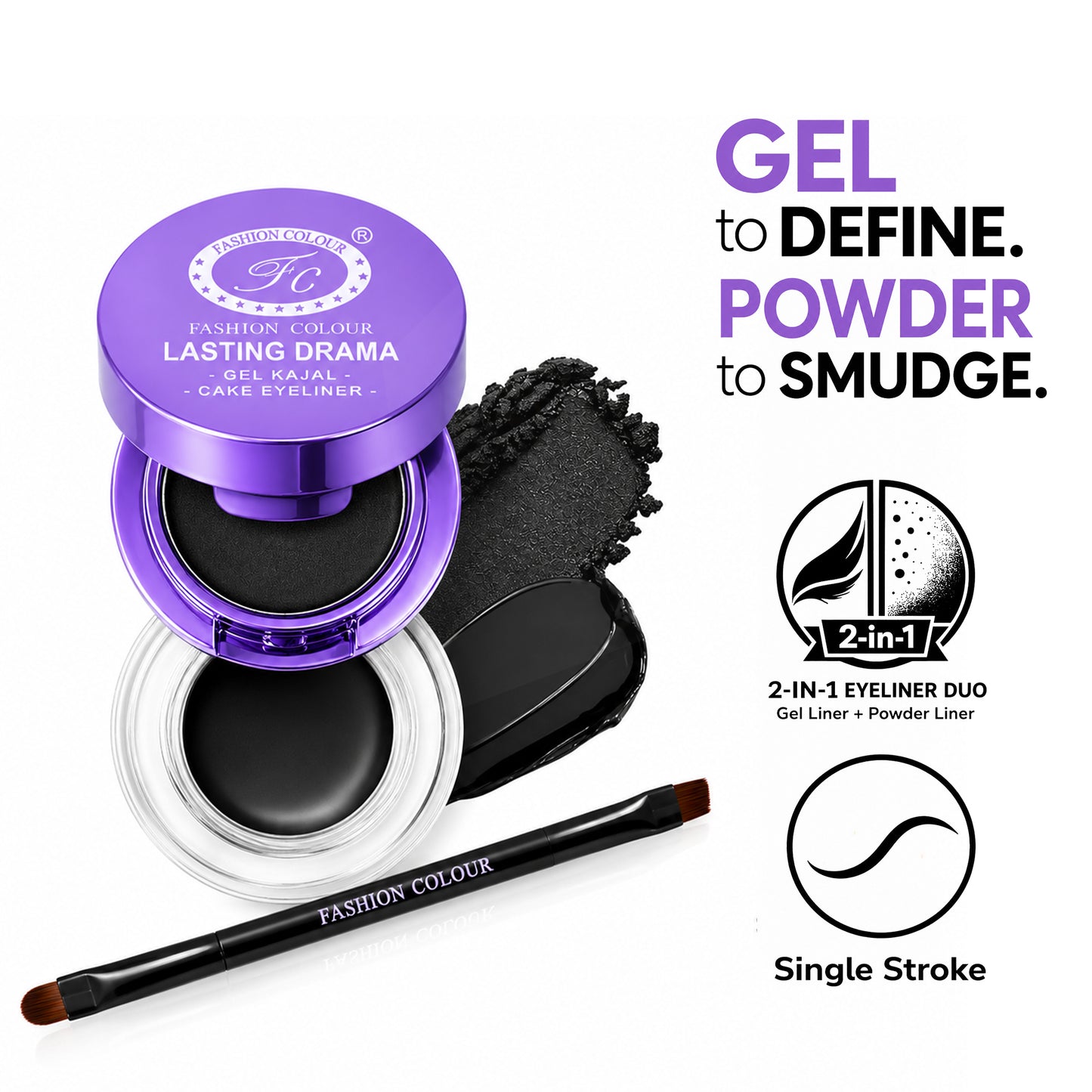 2 In 1 Waterproof Gel Kajal 24Hrs Lasting Drama