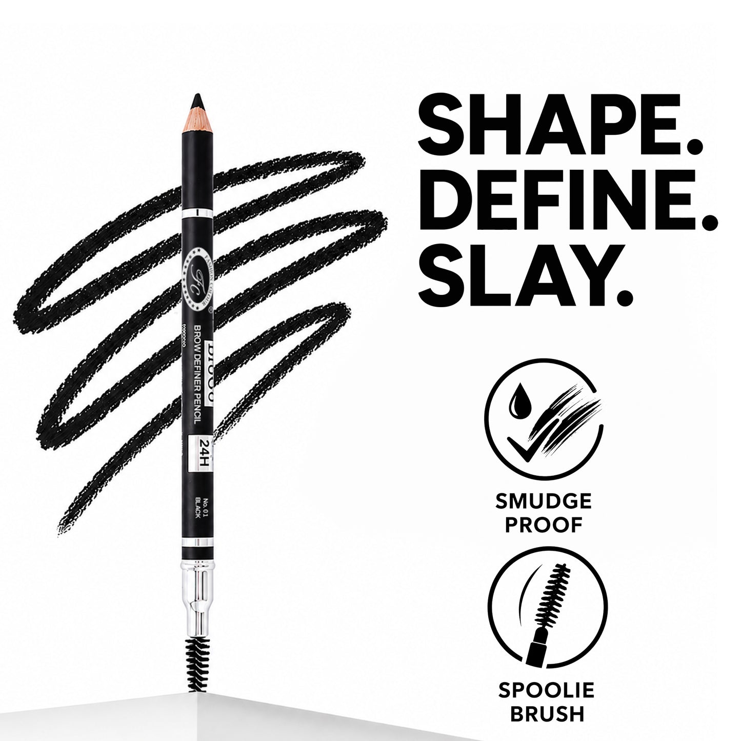 Brogo brow definer Pencil With Spoolie | Smudge Proof, Waterproof And Pigmented Eyebrow Pencil | Stay upto 24H