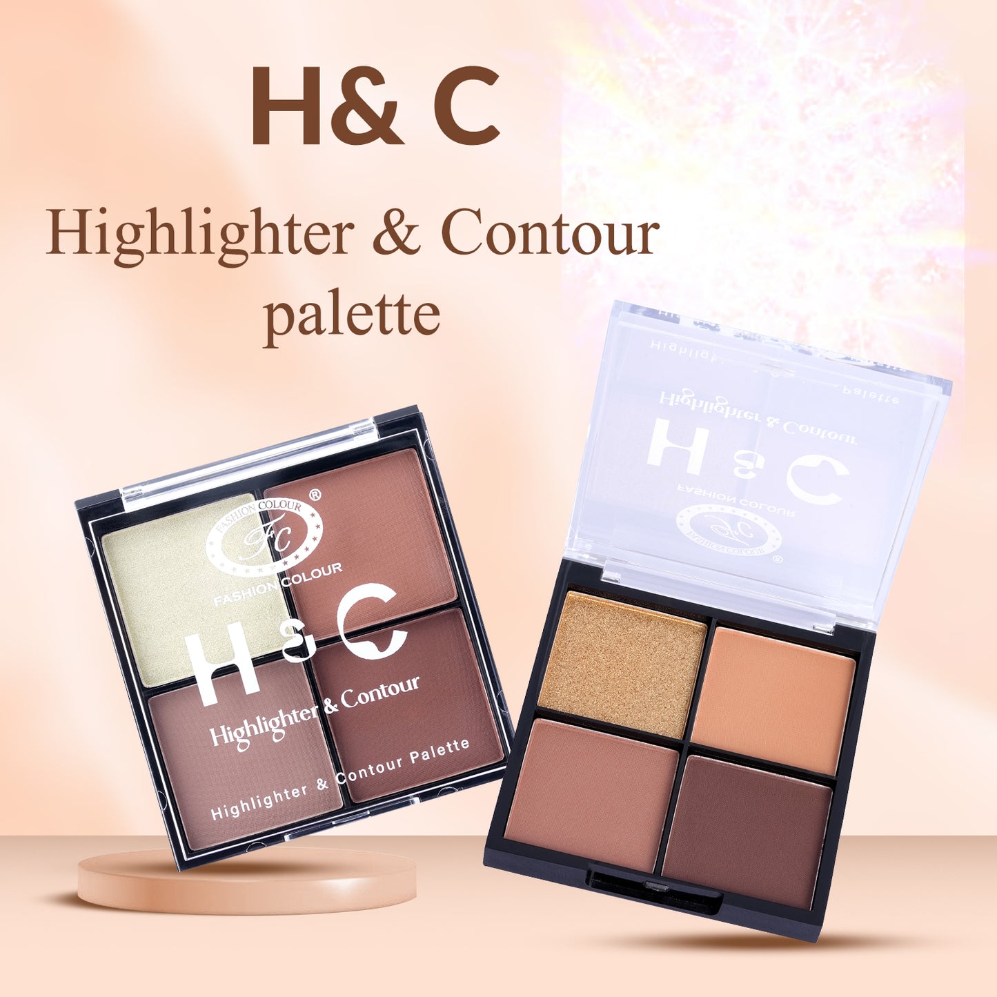 H & C 2 in 1 Highlighter and Contour Palette – Radiant Glow & Defined Contours | Buildable, Long-Lasting Formula | Flawless, Sculpted Look for All Skin Tones