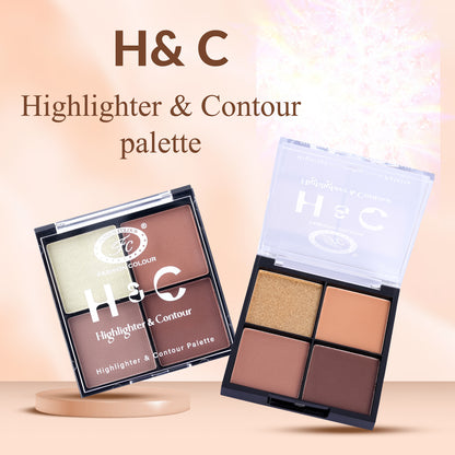 H & C 2 in 1 Highlighter and Contour Palette – Radiant Glow & Defined Contours | Buildable, Long-Lasting Formula | Flawless, Sculpted Look for All Skin Tones