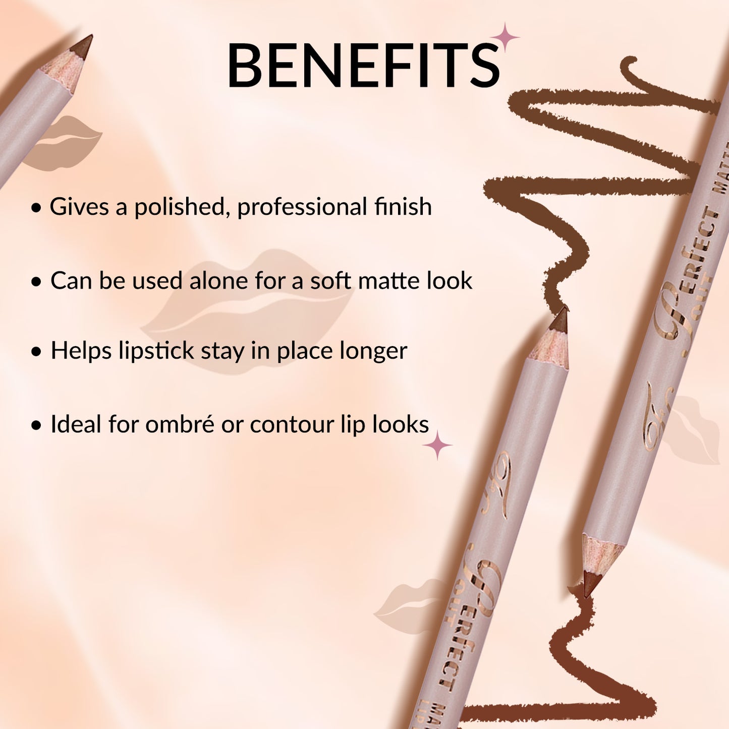 Perfect Pout Matte Lipliner | Glides on Smoothly | Matt Finish | Waterproof | Long-lasting | One Swipe Smooth Application