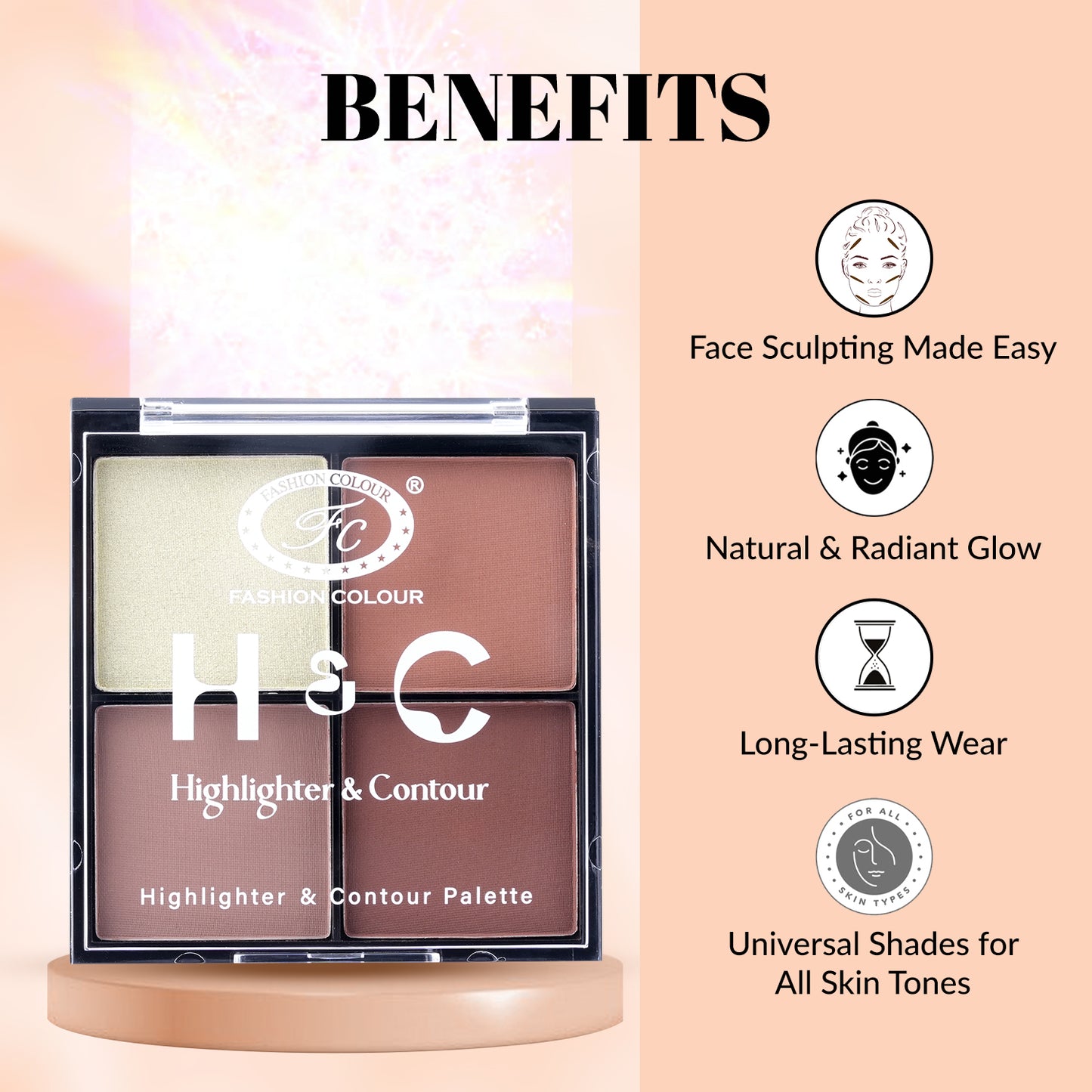 H & C 2 in 1 Highlighter and Contour Palette – Radiant Glow & Defined Contours | Buildable, Long-Lasting Formula | Flawless, Sculpted Look for All Skin Tones