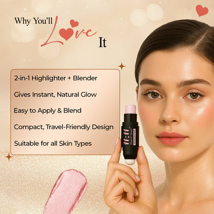 11:11 Glow O’Clock Highlighter Stick – Long-Lasting Cream Highlighter for Face & Body | Dual-Ended with Applicator Sponge | Natural Radiant Finish | Easy to Blend Makeup Glow Stick