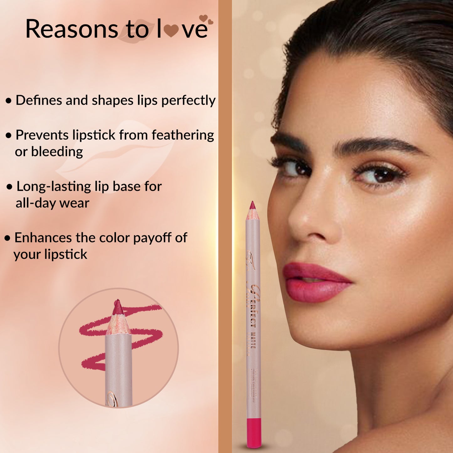 Perfect Pout Matte Lipliner | Glides on Smoothly | Matt Finish | Waterproof | Long-lasting | One Swipe Smooth Application