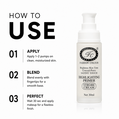 Highlighting Primer, Brightens Skin Tone, Conceal Pores, 30ml