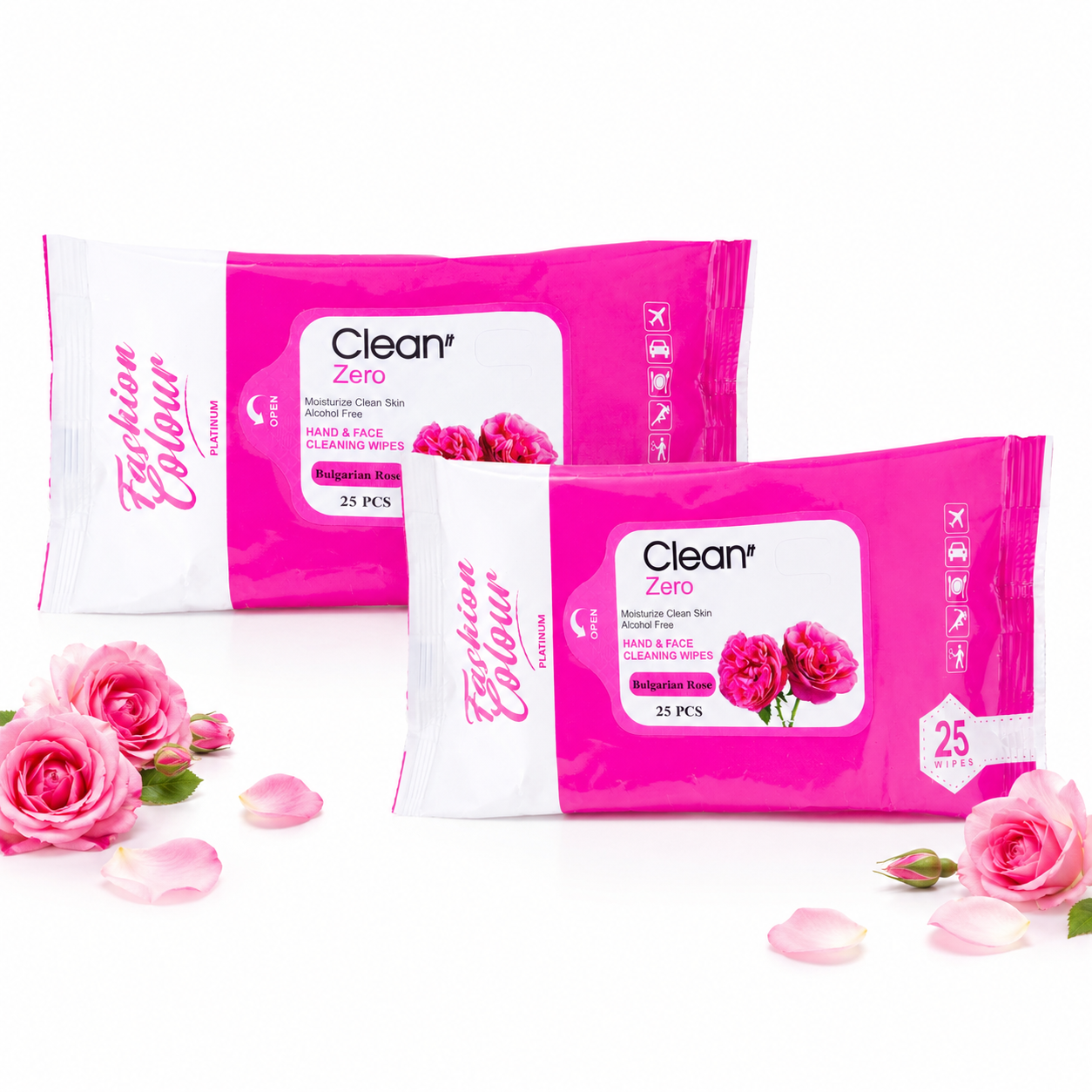 Clean It Zero Hand and Face Cleaning Wipes | Bulgarian Rose | 25N | 2 Pack