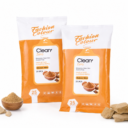 Clean It Zero Hand and Face Cleaning Wipes | Multani Mitti | 25N | 2 Pack
