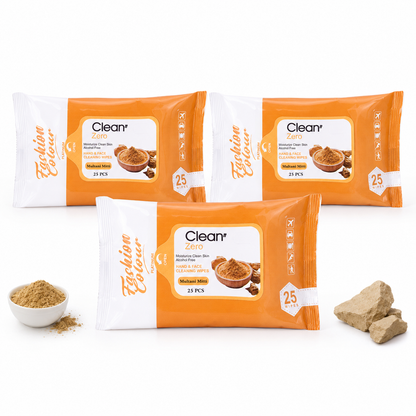 Clean It Zero Hand and Face Cleaning Wipes | Multani Mitti | 25N | 3 Pack