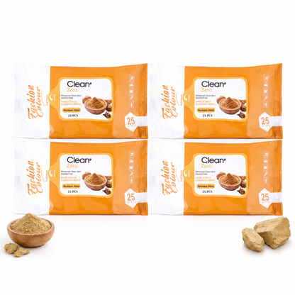 Clean It Zero Hand and Face Cleaning Wipes | Multani Mitti | 25N | 4 Pack