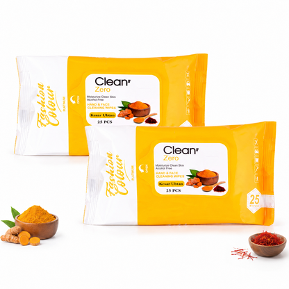 Clean It Zero Hand and Face Cleaning Wipes | Kesar Ubtan | 25N | 2 Pack