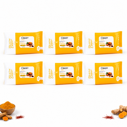 Clean It Zero Hand and Face Cleaning Wipes | Kesar Ubtan | 25N | 6 Pack