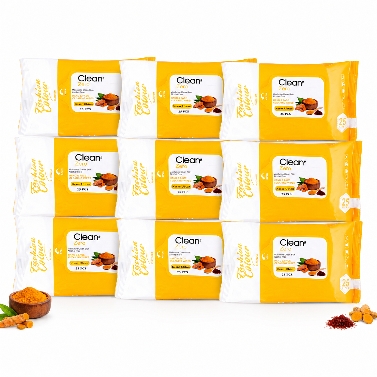Clean It Zero Hand and Face Cleaning Wipes | Kesar Ubtan | 25N | 9 Pack