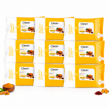 Clean It Zero Hand and Face Cleaning Wipes | Kesar Ubtan | 25N | 9 Pack