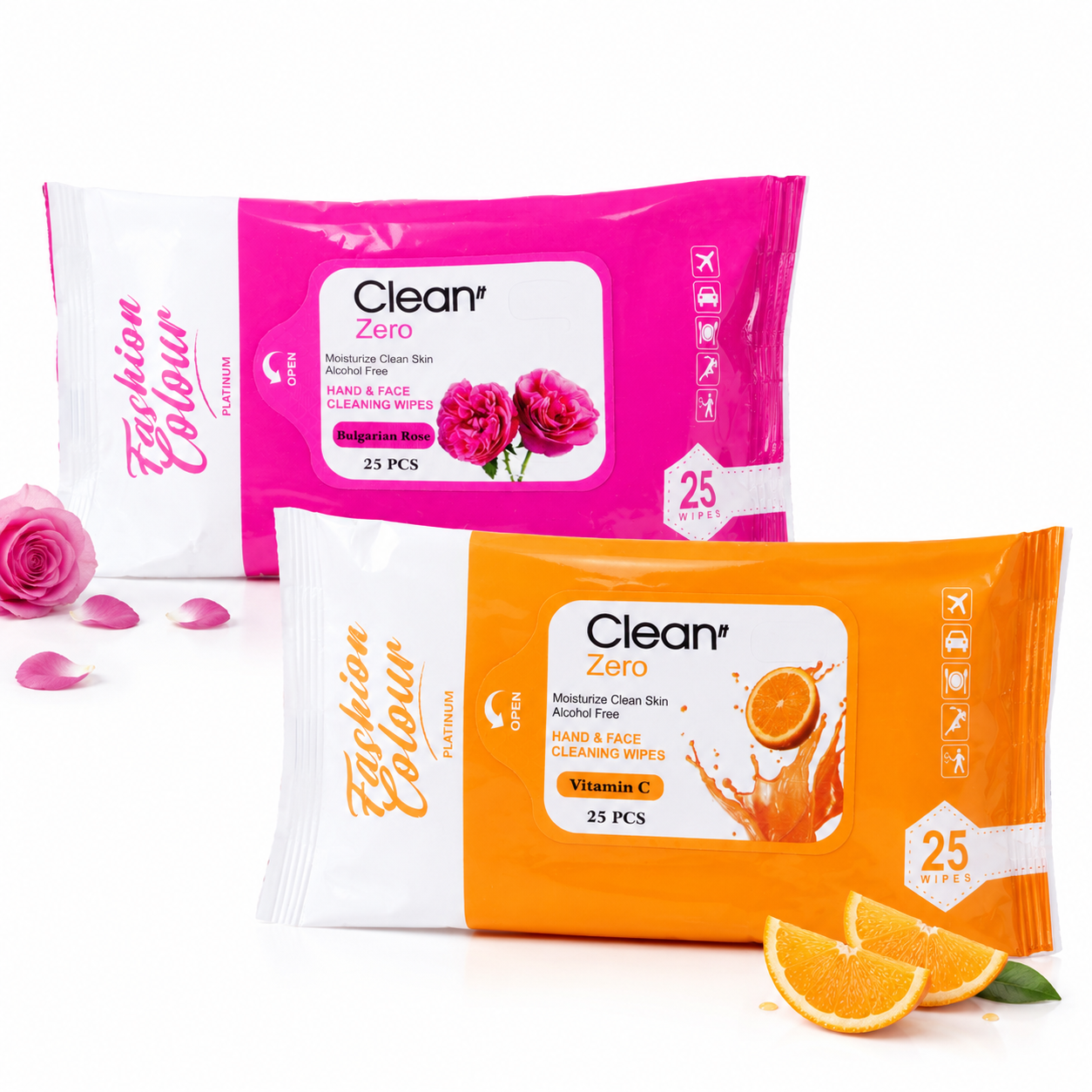 Clean It Zero Hand and Face Cleaning Wipes | Bulgarian Rose & Vitamin C | 25N | 2 Pack