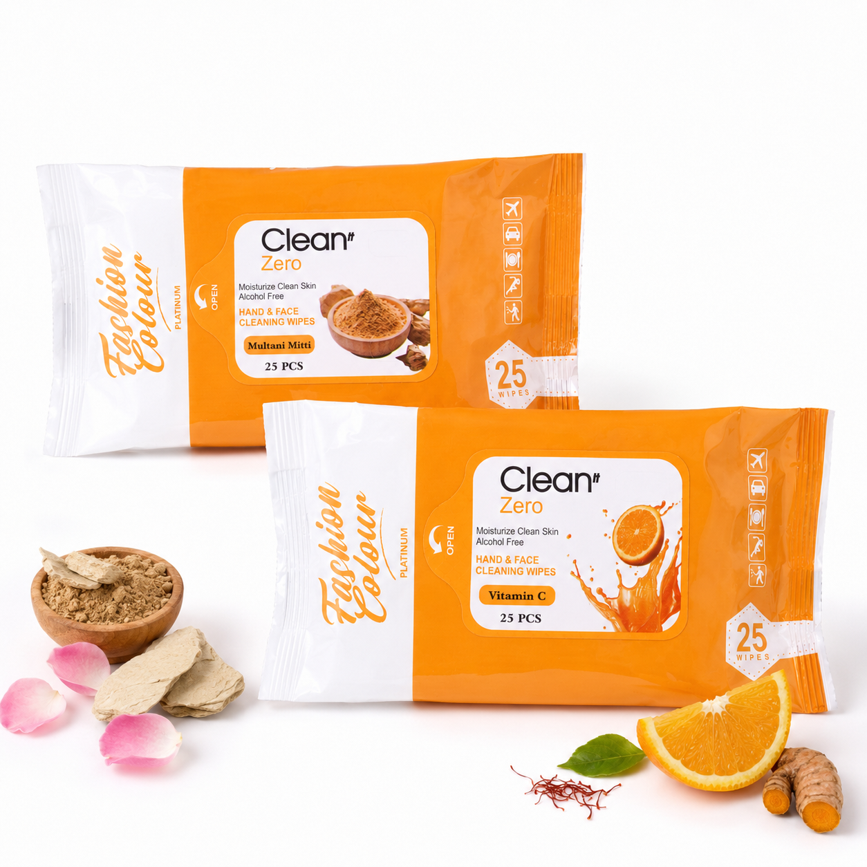 Clean It Zero Hand and Face Cleaning Wipes | Multani Mitti & Vitamin C | 25N | 2 Pack