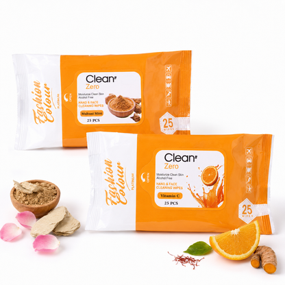 Clean It Zero Hand and Face Cleaning Wipes | Multani Mitti & Vitamin C | 25N | 2 Pack