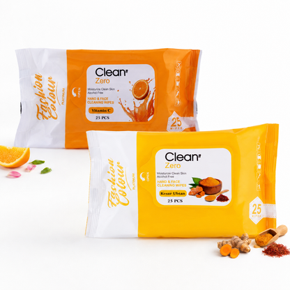 Clean It Zero Hand and Face Cleaning Wipes | Vitamin C & Kesar Ubtan | 25N | 2 Pack
