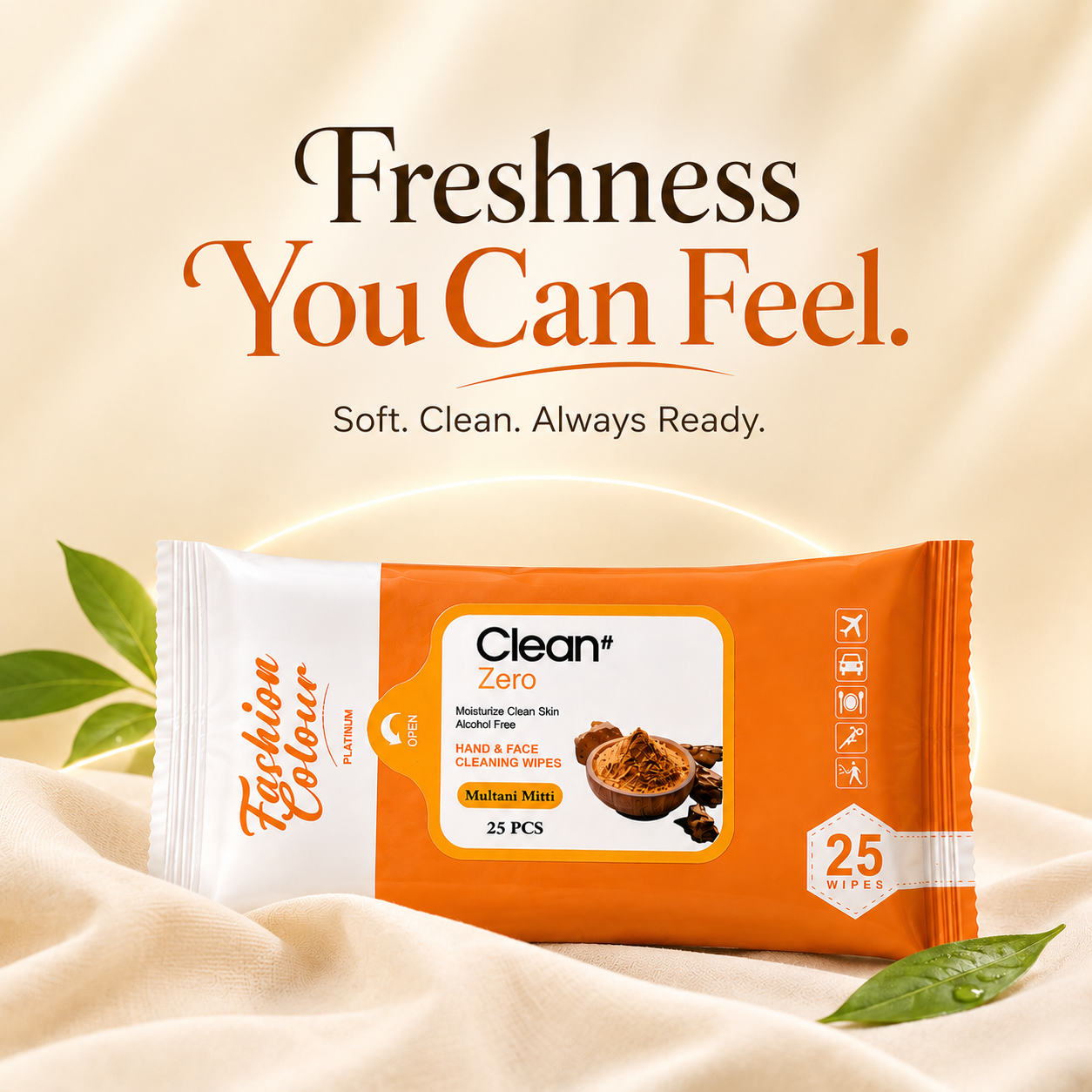 Clean It Zero Hand and Face Cleaning Wipes | Multani Mitti | 25N