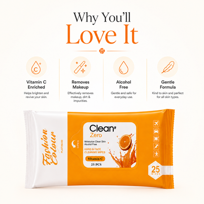 Clean It Zero Hand and Face Cleaning Wipes | Vitamin C | 25N
