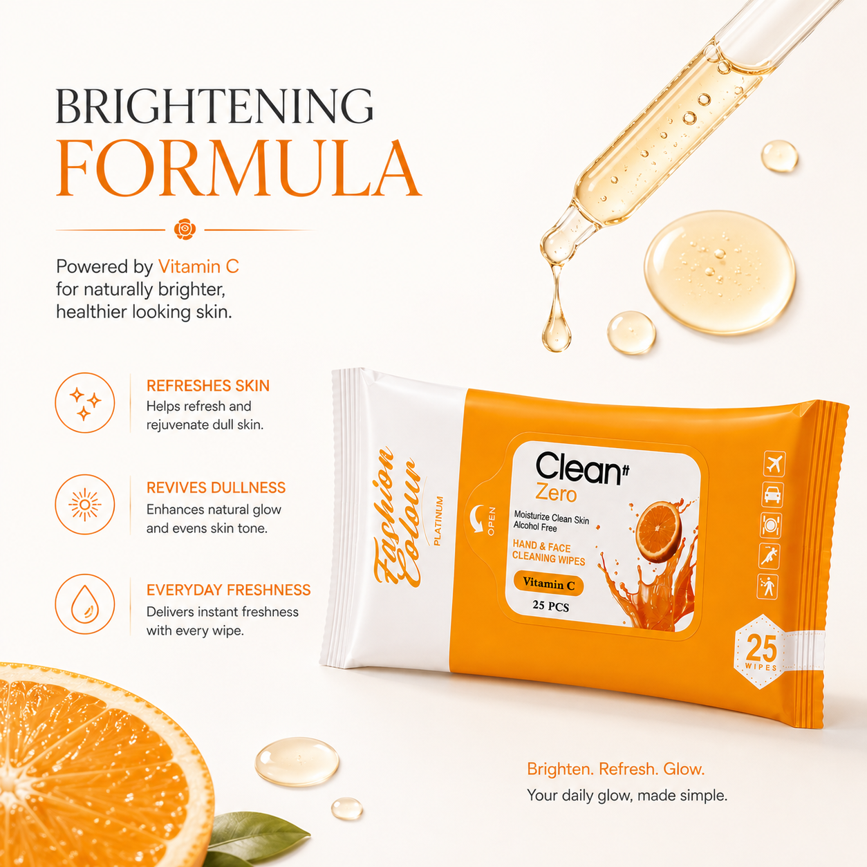 Clean It Zero Hand and Face Cleaning Wipes | Vitamin C | 25N