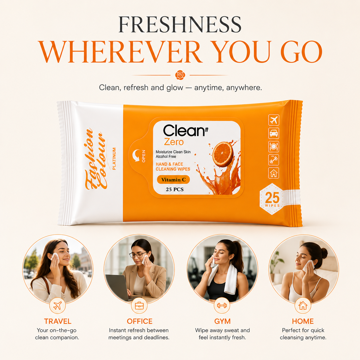 Clean It Zero Hand and Face Cleaning Wipes | Vitamin C | 25N