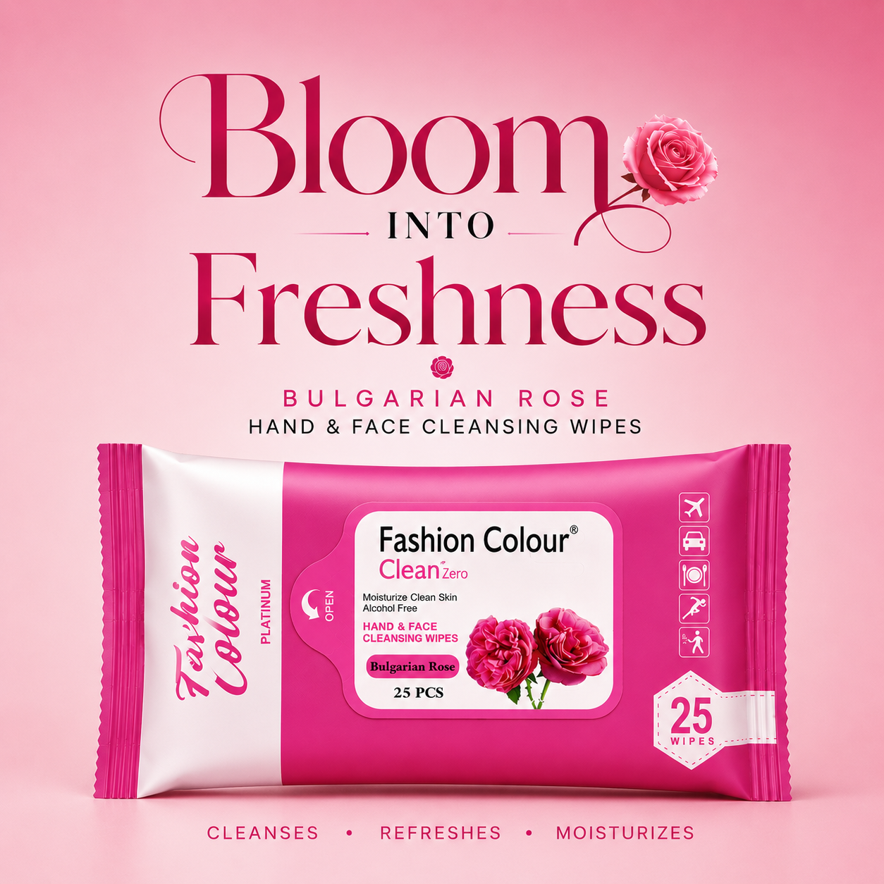 Clean It Zero Hand and Face Cleaning Wipes | Bulgarian Rose | 25N | 2 Pack