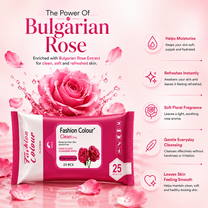 Clean It Zero Hand and Face Cleaning Wipes | Bulgarian Rose | 25N | 2 Pack