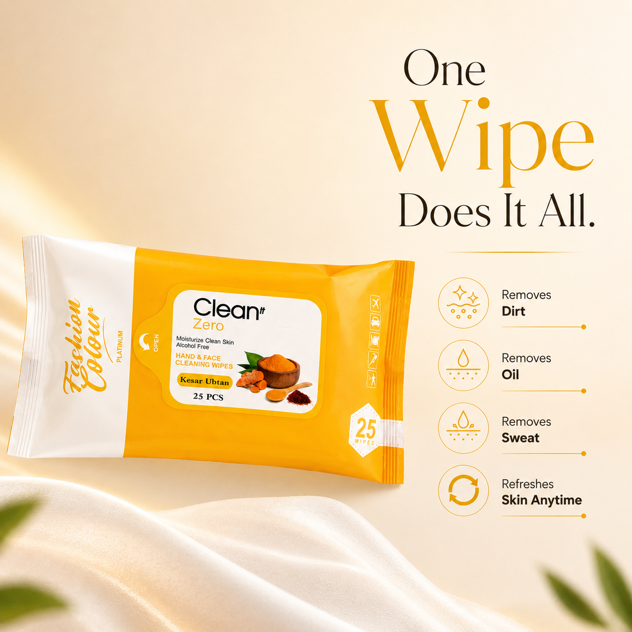 Clean It Zero Hand and Face Cleaning Wipes | Kesar Ubtan | 25N