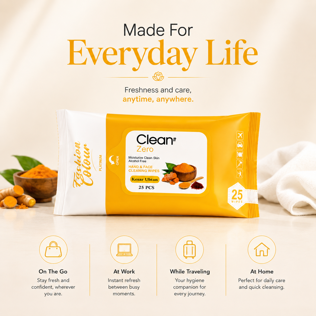 Clean It Zero Hand and Face Cleaning Wipes | Kesar Ubtan | 25N