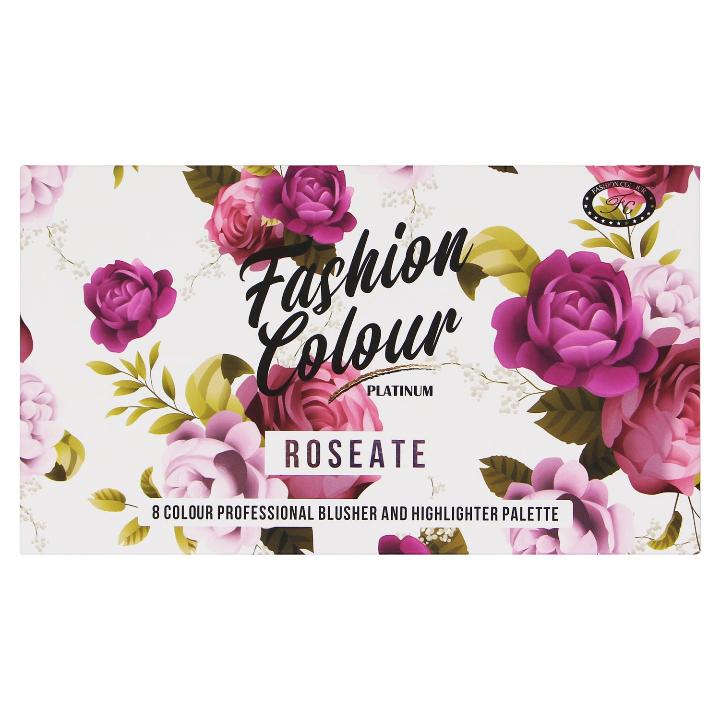 Fashion Colour Platinum Roseate 8 Colour Professional Blusher and Highlighter Palette, Shade 01