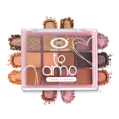 Te Amo 12-Color Eyeshadow Palette – Bold, Pigmented, Long-Lasting & Blendable Shades for Creative Eye Looks – Matte, Shimmer & Glitter | All Skin Tones | Professional & Daily Use