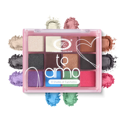 Te Amo 12-Color Eyeshadow Palette – Bold, Pigmented, Long-Lasting & Blendable Shades for Creative Eye Looks – Matte, Shimmer & Glitter | All Skin Tones | Professional & Daily Use