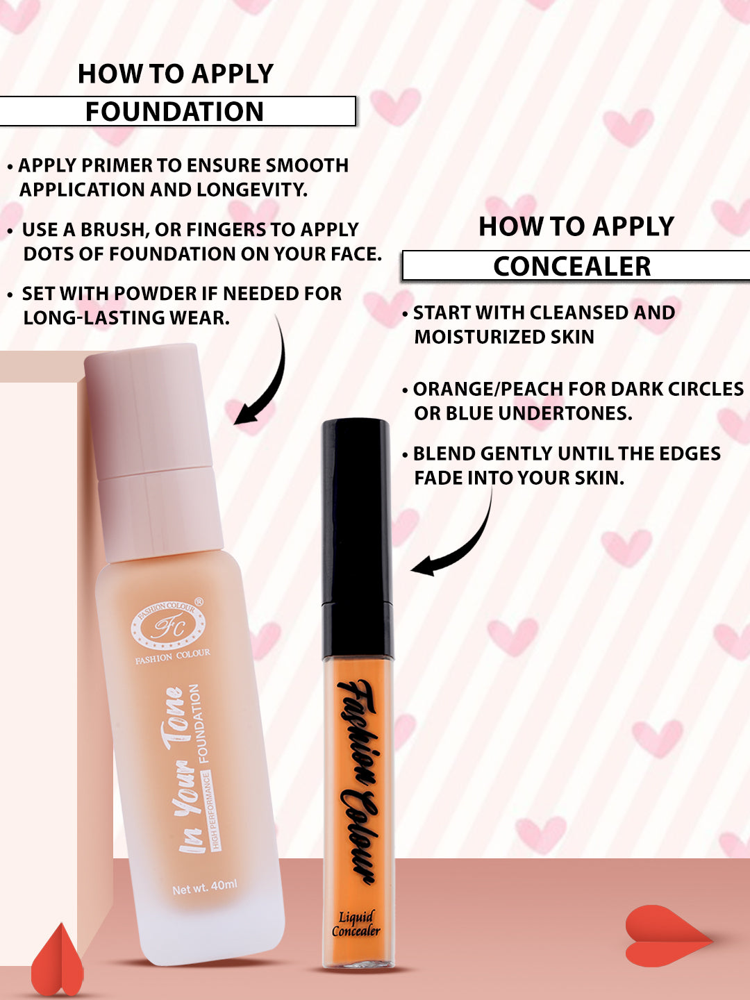 High Performance Foundation (Golden Beige, 40ML) & Concealer (Shade 08 Orange - 11ml)