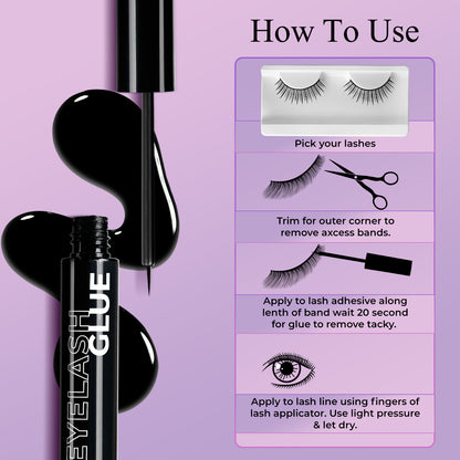 Eyelash Glue – Long Lasting, Strong Hold, Waterproof, Quick Dry Formula (5ml)